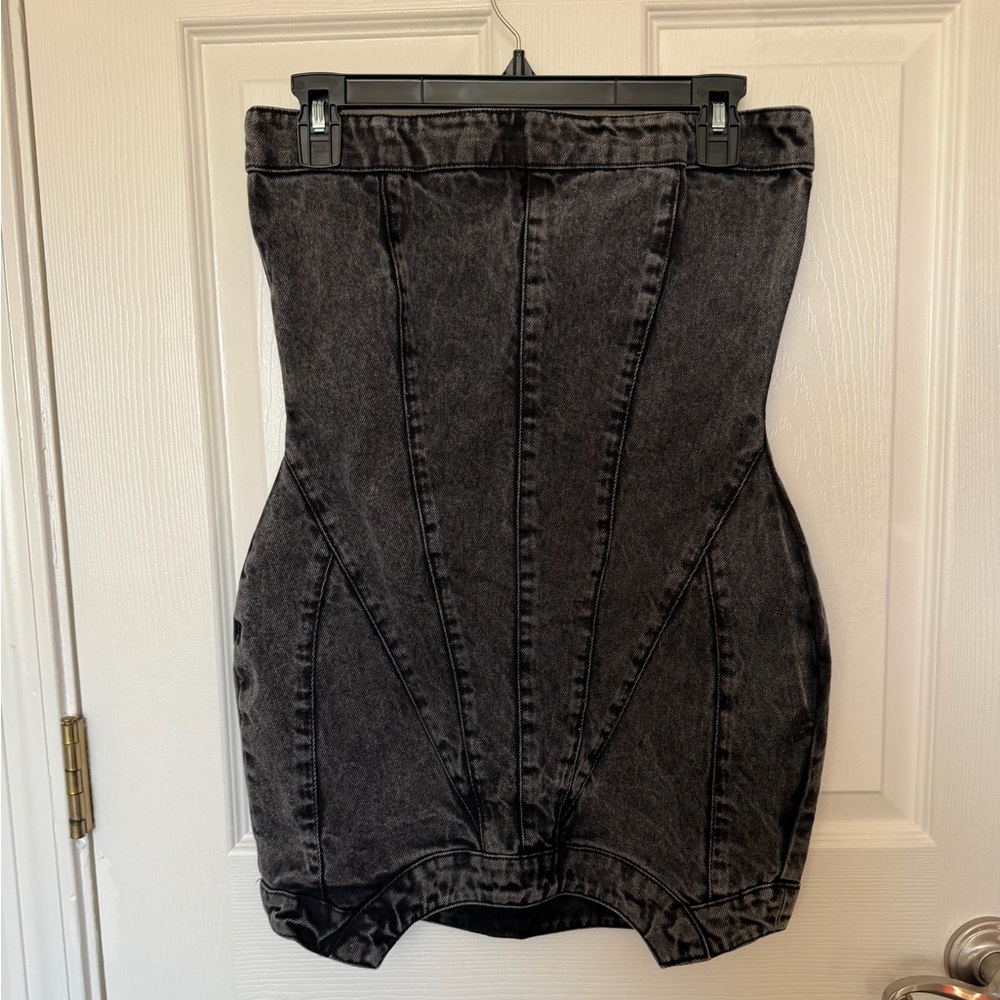 PrettyLittleThing Charcoal Denim dress